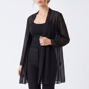 Positive Influence Cardigan Womens 22W Open Front Black Sheer Topper Excellent